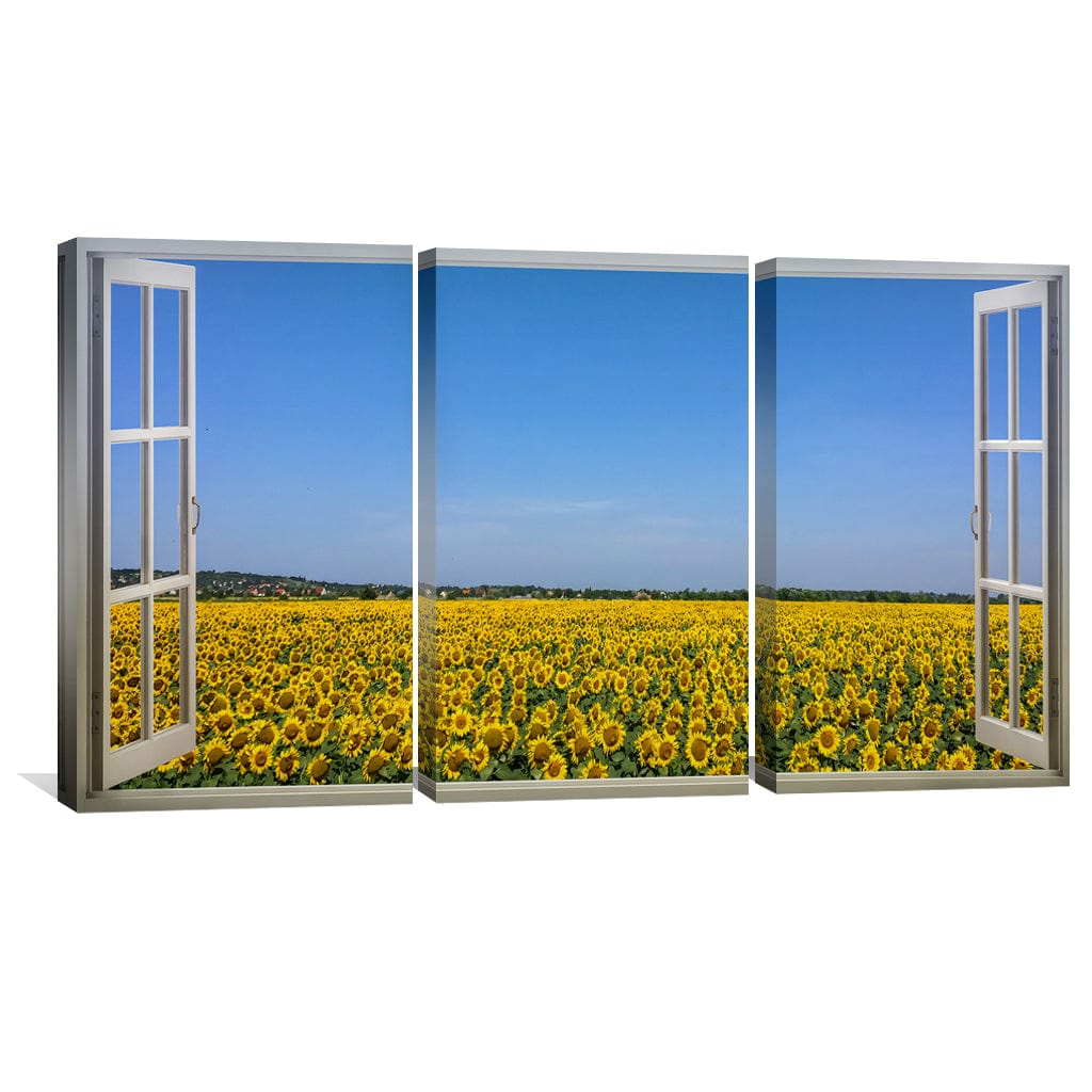 Sunflower Fields Canvas Art Clock Canvas