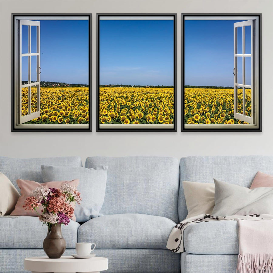 Sunflower Fields Canvas Art Clock Canvas