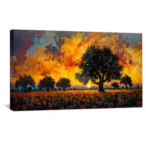 Sunflower Horizon Canvas Art Clock Canvas