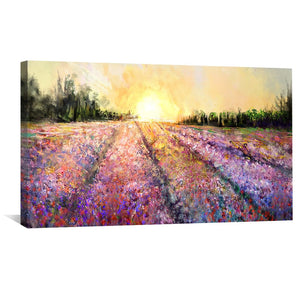 Sunrise Over Lavender Fields Canvas Art Clock Canvas