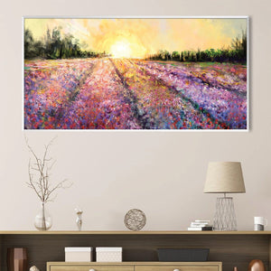 Sunrise Over Lavender Fields Canvas Art Clock Canvas