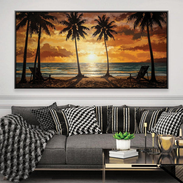 Sunset Paradise Canvas Art 20 x 10in / Canvas Clock Canvas