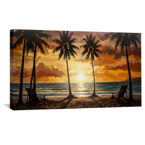 Sunset Paradise Canvas Art Clock Canvas