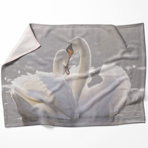 Swan Heart Blanket Blanket 75 x 100cm Clock Canvas