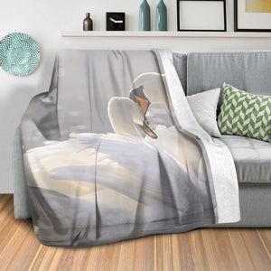 Swan Heart Blanket Blanket Clock Canvas