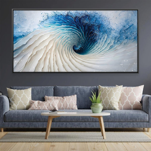 Swirl Blue Depth Canvas Art Clock Canvas