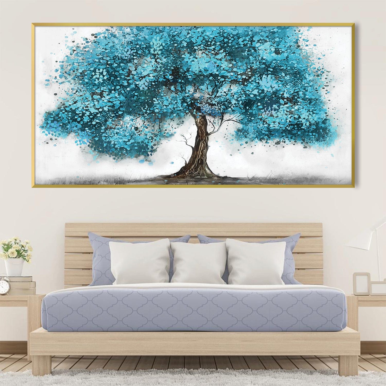 Teal Sap Canvas Art Clock Canvas