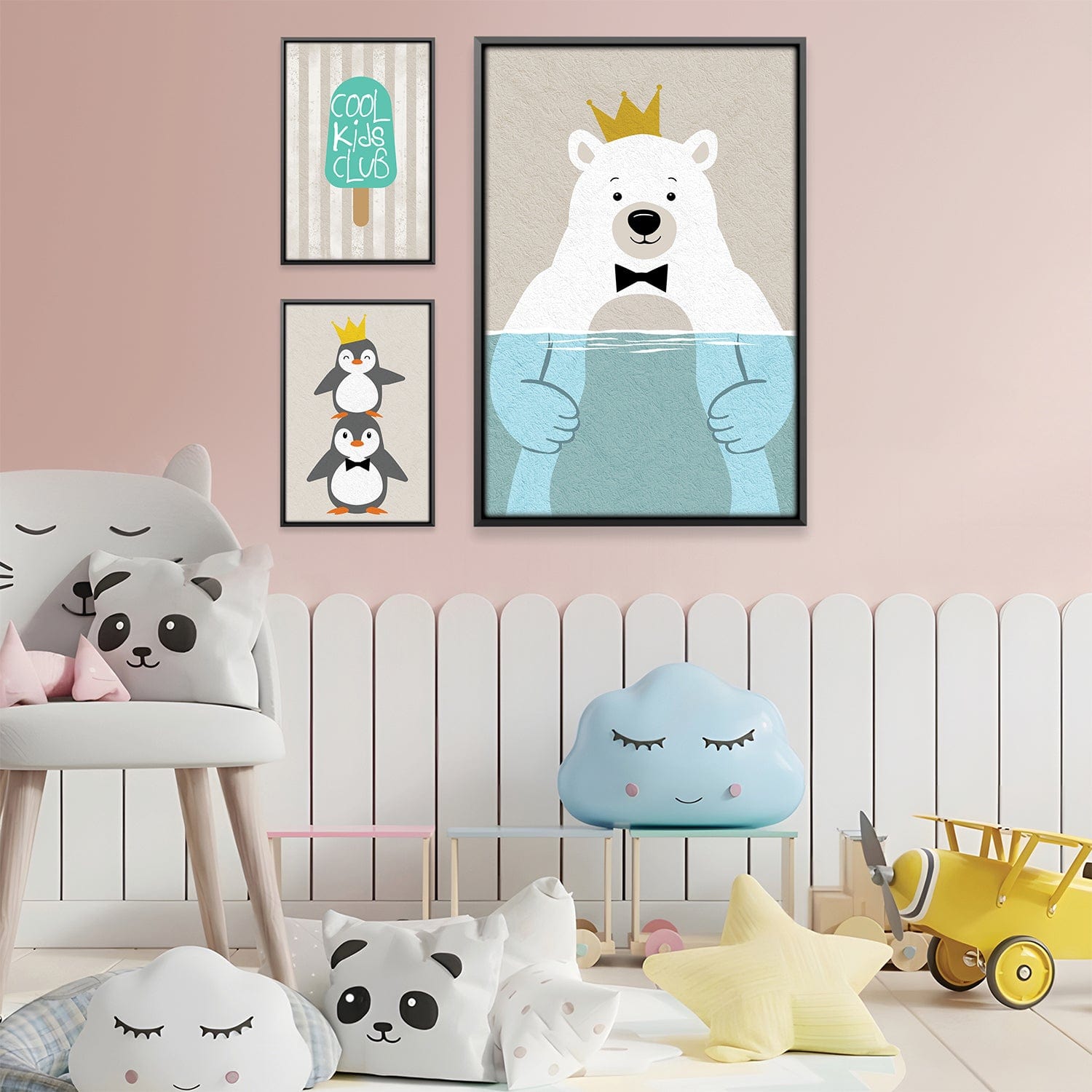 The Ice Club Canvas Art Set of 3 / 12 x 18in / Canvas Clock Canvas