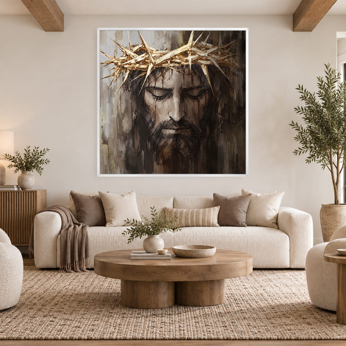 The King Who Bore Our Sorrows Canvas Art 12 x 12in / Canvas Clock Canvas