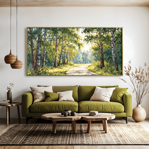 Through the Birches Canvas Art Clock Canvas