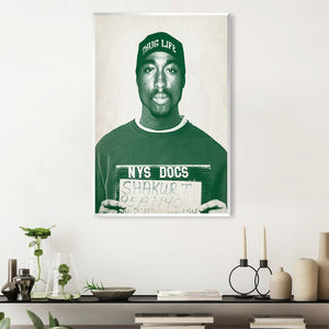 Tupac Mugshot Green Canvas Art Clock Canvas