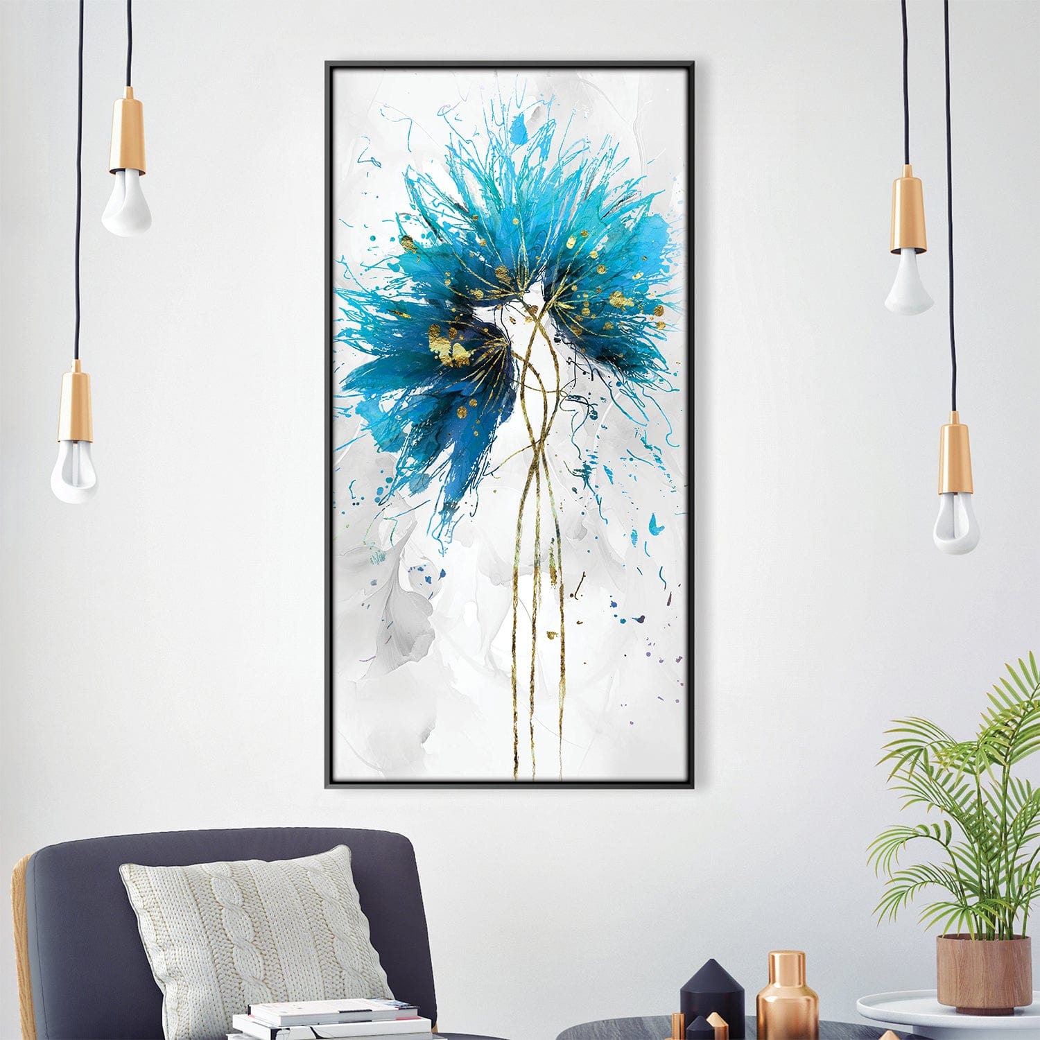 Turquoise Petal Canvas Art Clock Canvas