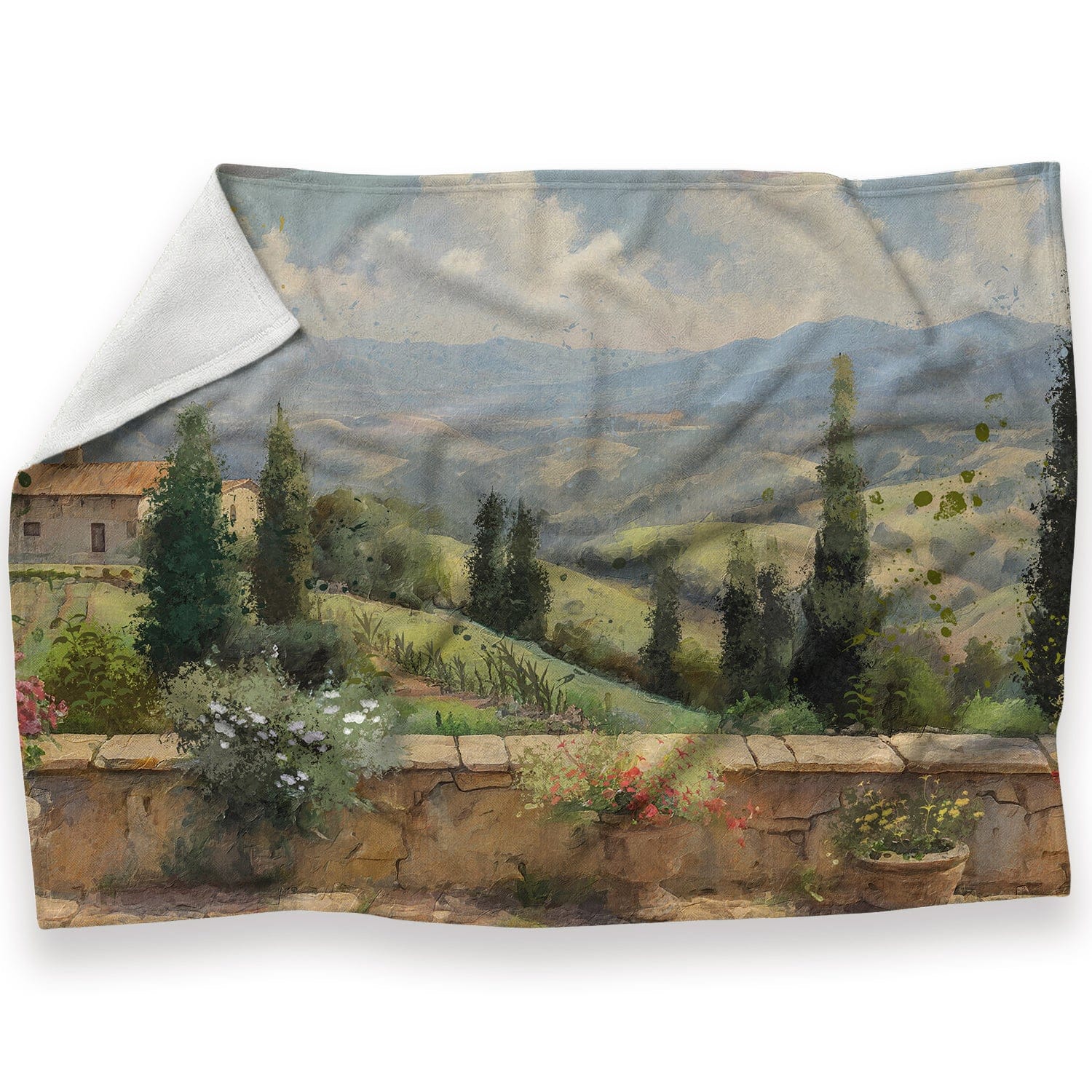 Tuscan Villa View Blanket Blanket 30 x 40in Clock Canvas
