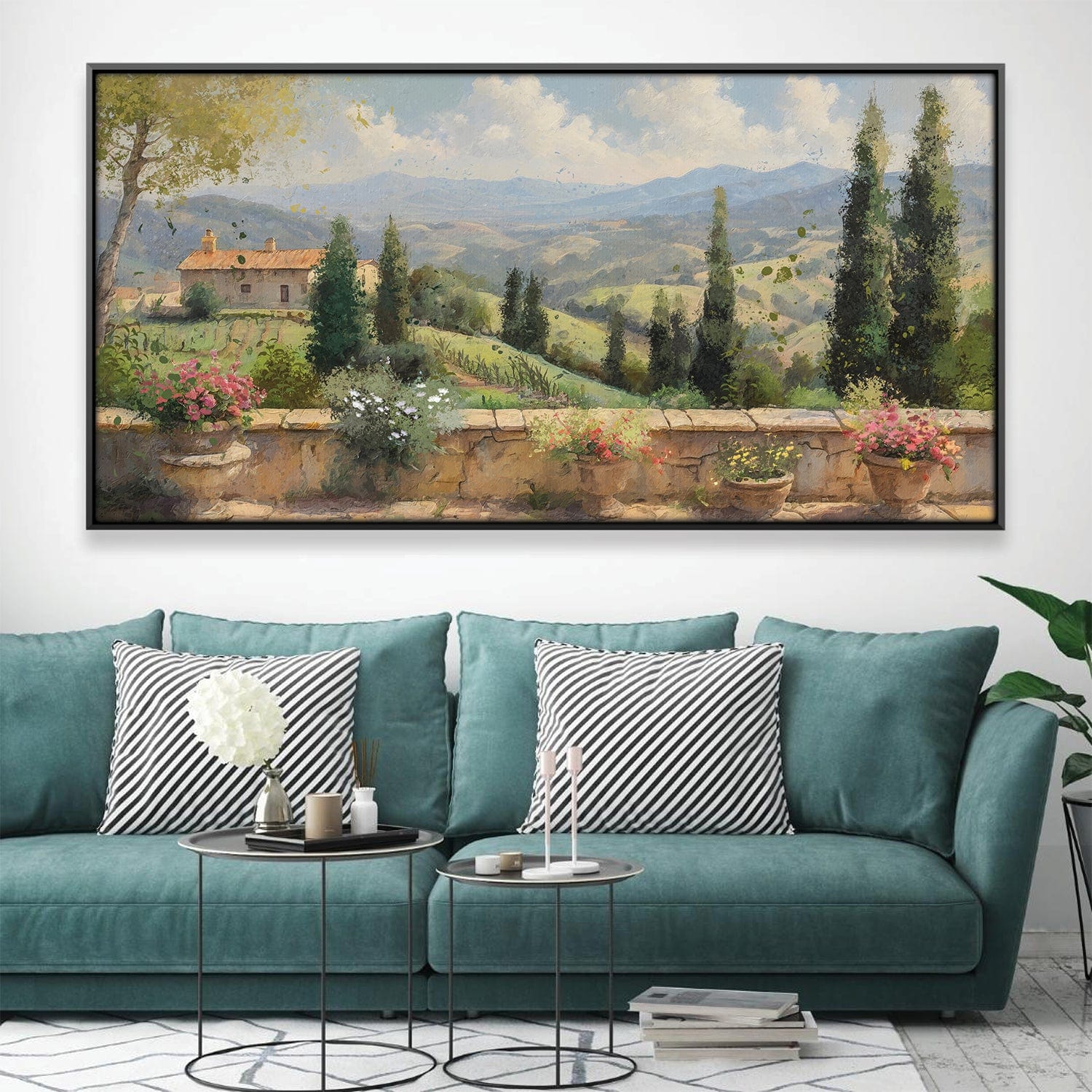 Tuscan Villa View Canvas Art 20 x 10in / Canvas Clock Canvas