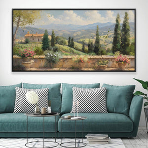 Tuscan Villa View Canvas Art 20 x 10in / Canvas Clock Canvas