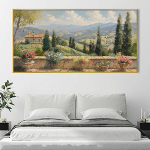 Tuscan Villa View Canvas Art Clock Canvas