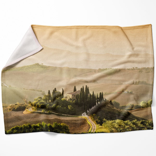 Tuscany Landscape Blanket Blanket 75 x 100cm Clock Canvas