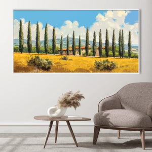 Tuscany's Golden Fields Canvas Art Clock Canvas