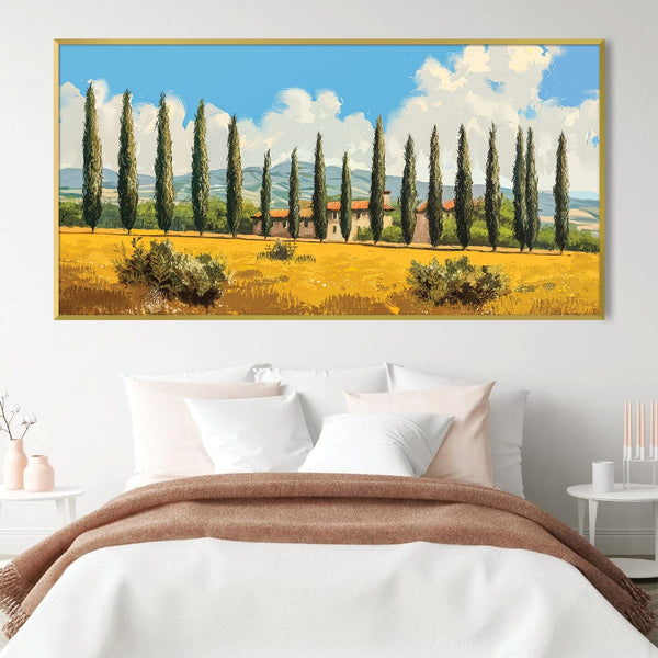 Tuscany's Golden Fields Canvas Art Clock Canvas