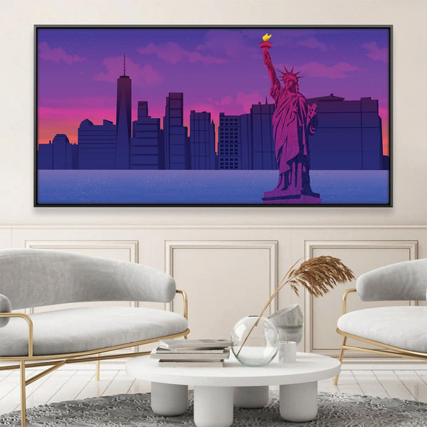Twilight Liberty Canvas Art 20 x 10in / Rolled Prints Clock Canvas