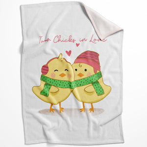 Two Chicks in Love Blanket Blanket 75 x 100cm Clock Canvas