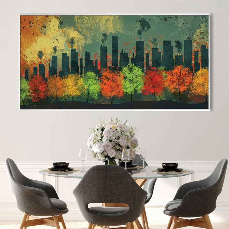 Urban Autumn Canvas Art Clock Canvas