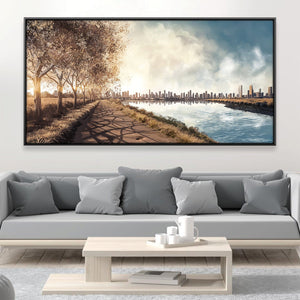 Urban Dawn Canvas Art 20 x 10in / Canvas Clock Canvas