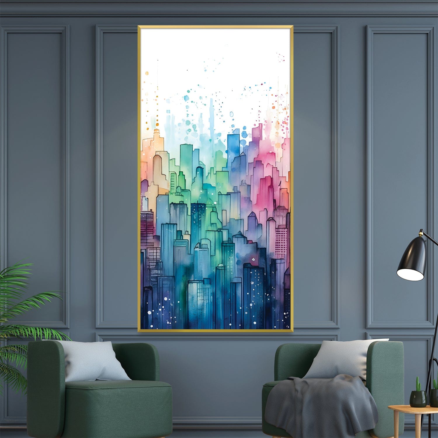 Urban Rainbow Canvas Art Clock Canvas