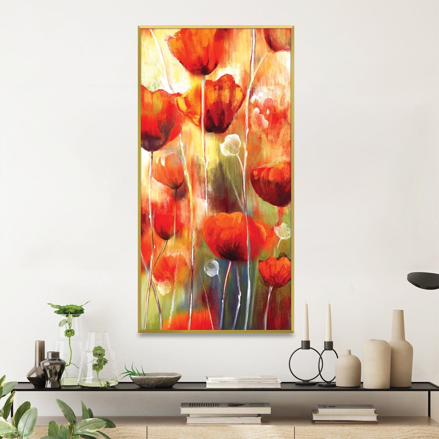 Vermillion Whispers Canvas Art Clock Canvas