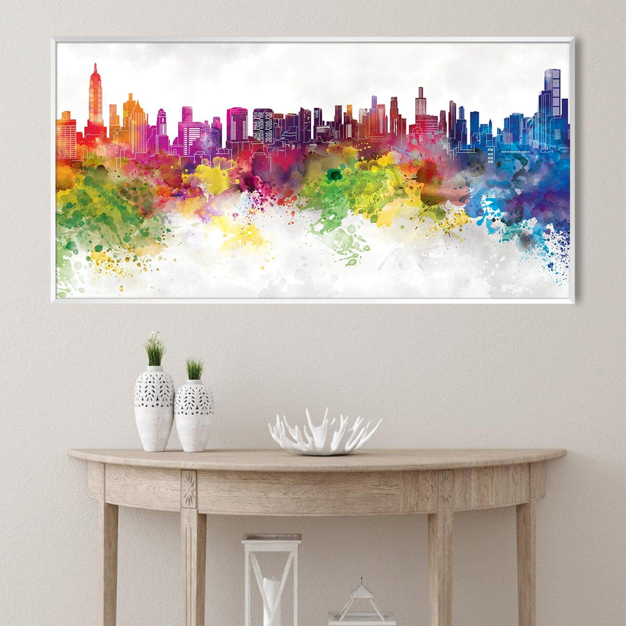 Vibrant City Canvas Art Clock Canvas