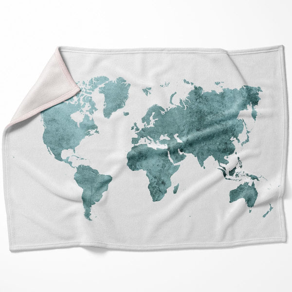 Vibrant World Map A Blanket Blanket 75 x 100cm Clock Canvas