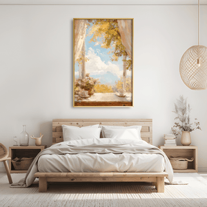 View between the curtains Canvas Art Clock Canvas