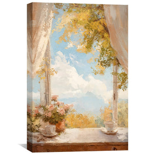 View between the curtains Canvas Art Clock Canvas