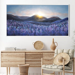 Violet Horizon Canvas Art Clock Canvas