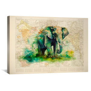 Watercolor Elephant Canvas Art Clock Canvas