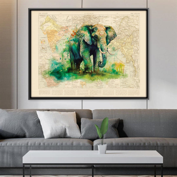 Watercolor Elephant Canvas Art Clock Canvas