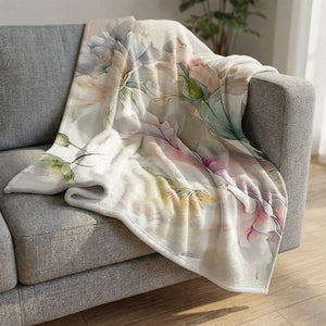Watercolor Florals Blanket Blanket Clock Canvas