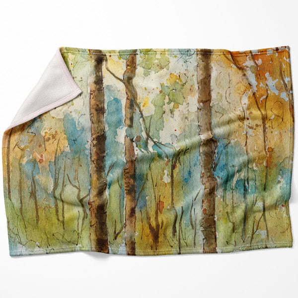 Watercolor Forest Blanket Blanket 75 x 100cm Clock Canvas