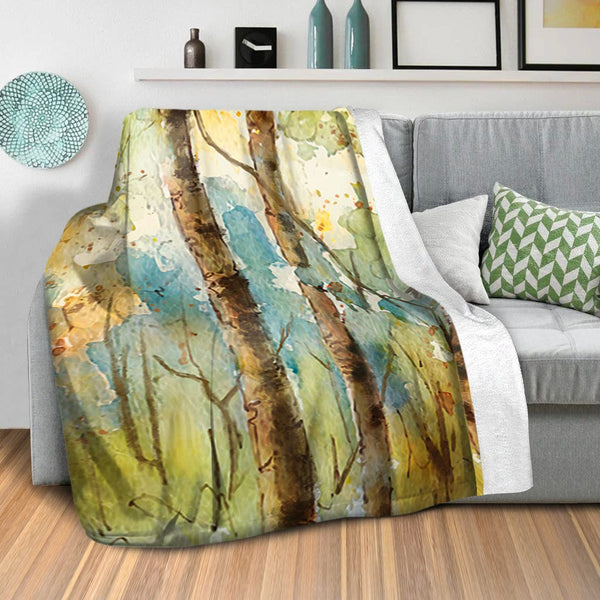 Watercolor Forest Blanket Blanket Clock Canvas