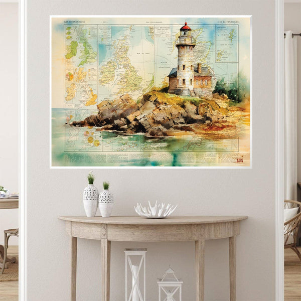 Watercolor Lighthouse Canvas Art Clock Canvas