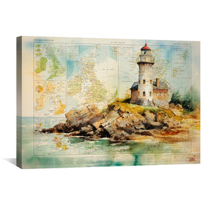 Watercolor Lighthouse Canvas Art Clock Canvas