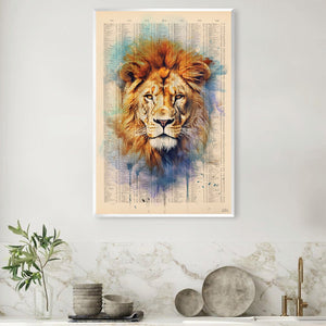 Watercolor Lion Portrait Canvas Art Clock Canvas