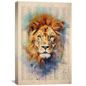 Watercolor Lion Portrait Canvas Art Clock Canvas