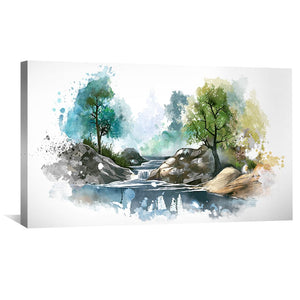 Watercolor Nature Canvas Art Clock Canvas