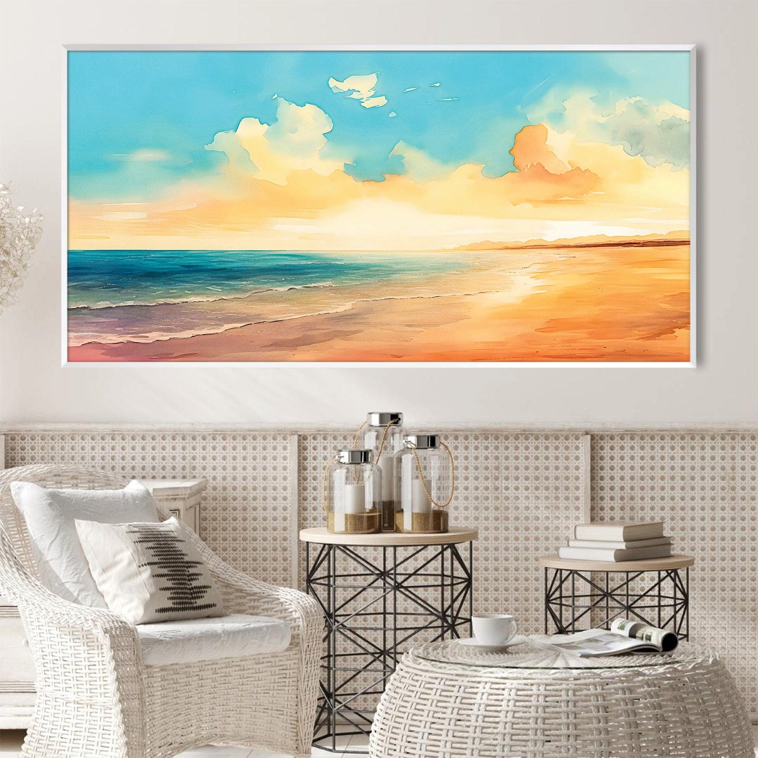 Watercolor Tides Canvas Art Clock Canvas