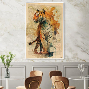 Watercolor Tiger Canvas Art Clock Canvas