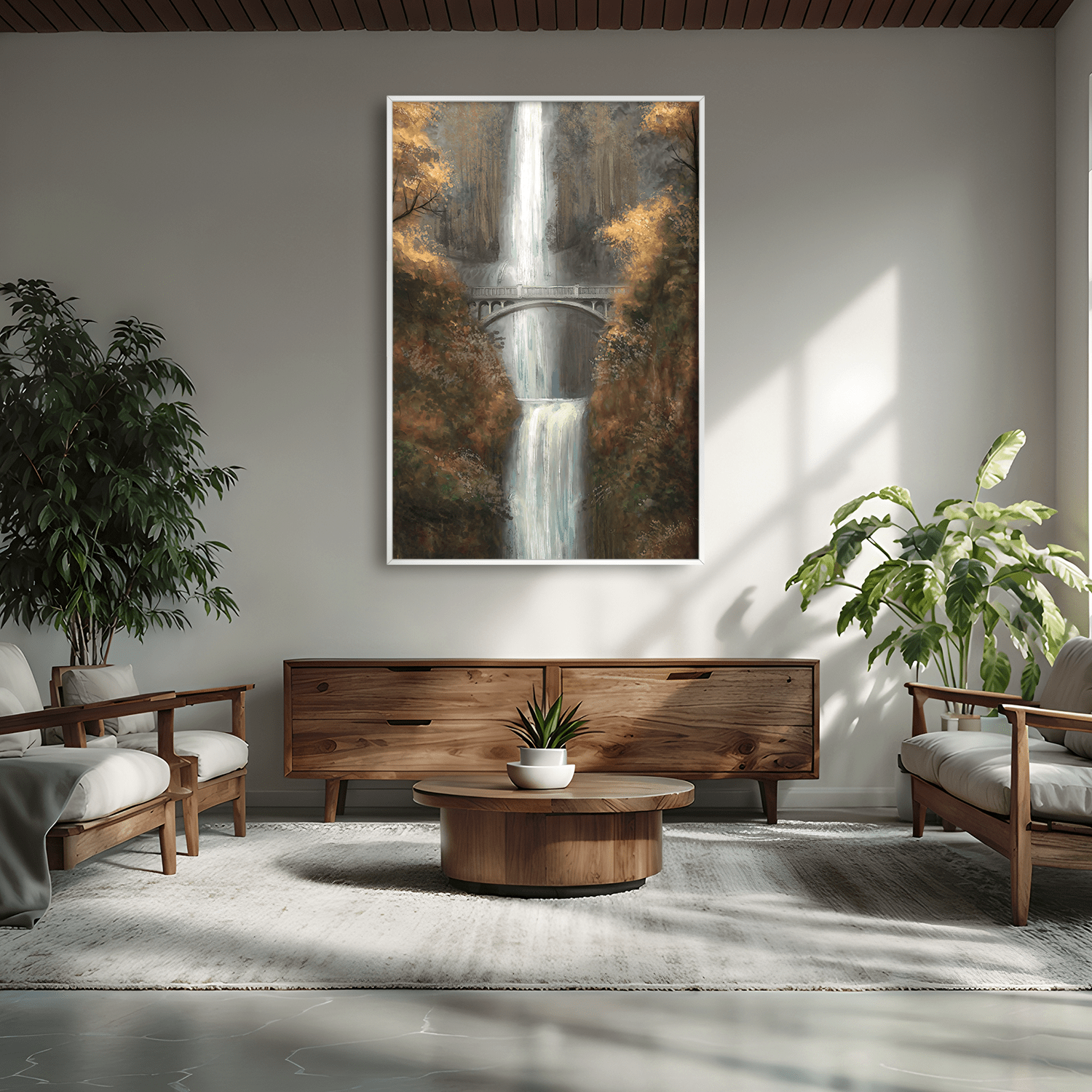 Waterfall Bridge Canvas Art Clock Canvas