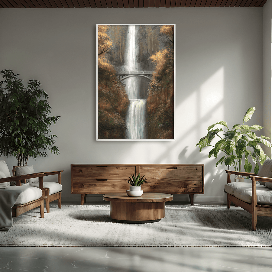 Waterfall Bridge Canvas Art Clock Canvas