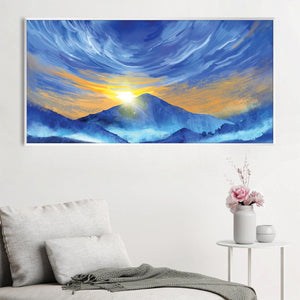 Waves Of Mountain Peaks Canvas Art Clock Canvas