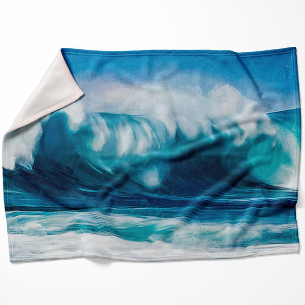 Waves - Single Panel Blanket Blanket 75 x 100cm Clock Canvas